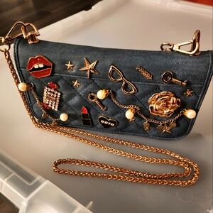 Aldo Blue Demin wallet on a chain bag/purse. Fits cards, change, & bills!!